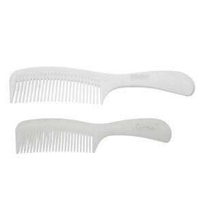 Clinique White Hair Combs Lot of 2 Wide Tooth Detangling Styling NOS Vintage